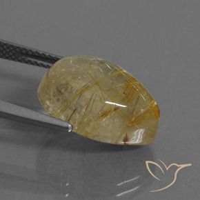 Cuarzo rutilo Marrón-dorado muy claro natural de 11.11 ct, En forma de pera, Transparente