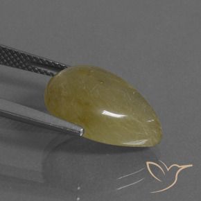 Cuarzo rutilo Amarillo medio natural de 7.62 ct, En forma de pera, Transparente
