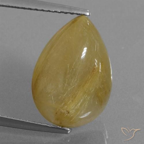 7.37ct Natural Amarillo terroso Cuarzo rutilo, En forma de pera, Translúcido