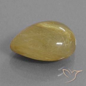 Cuarzo rutilo Amarillo terroso natural de 7.37 ct, En forma de pera, Translúcido