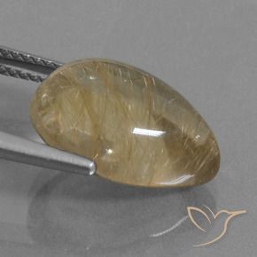 Cuarzo rutilo Marrón-dorado muy claro natural de 7.59 ct, En forma de pera, Transparente