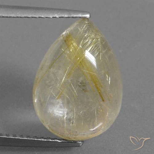 Cuarzo rutilo Amarillo pálido natural de 7.30 ct, En forma de pera, Transparente