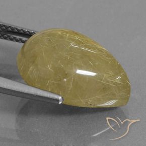 Cuarzo rutilo Amarillo claro natural de 9.22 ct, En forma de pera, Transparente