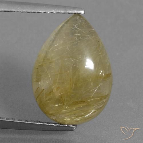 6.34ct Natural Amarillo pálido Cuarzo rutilo, En forma de pera, Translúcido