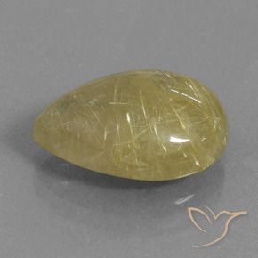 Cuarzo rutilo Amarillo pálido natural de 6.34 ct, En forma de pera, Translúcido
