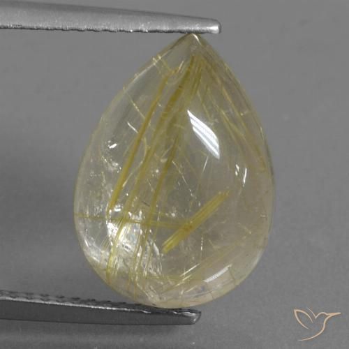 8.32ct Natural Amarillo dijón muy claro Cuarzo rutilo, En forma de pera, Transparente