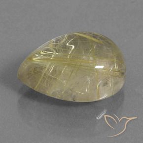 Cuarzo rutilo Amarillo dijón muy claro natural de 8.32 ct, En forma de pera, Transparente