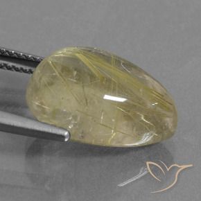 Cuarzo rutilo Amarillo dijón muy claro natural de 8.32 ct, En forma de pera, Transparente