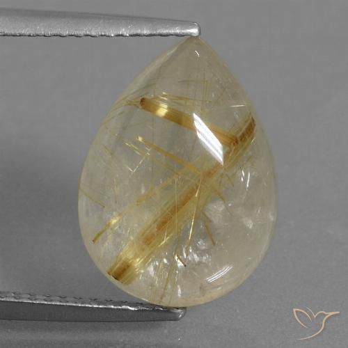 7.32ct Natural Amarillo cálido Cuarzo rutilo, En forma de pera, Transparente