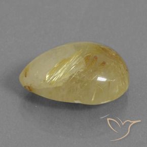 Cuarzo rutilo Amarillo claro natural de 6.71 ct, En forma de pera, Translúcido