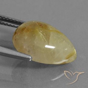 Cuarzo rutilo Amarillo claro natural de 6.71 ct, En forma de pera, Translúcido