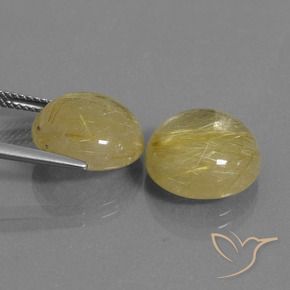 Gemas de Cuarzo rutilo Amarillo claro natural de 15.21 ct, Redondo, Transparente