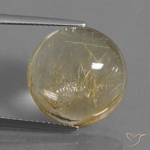 13.08ct Natural Marrón-dorado muy claro Cuarzo rutilo, Redondo, Transparente