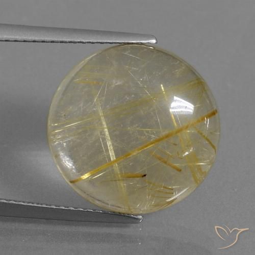 12.08ct Natural Amarillo claro Cuarzo rutilo, Redondo, Transparente