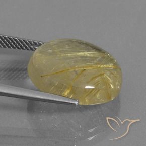 Cuarzo rutilo Amarillo claro natural de 12.08 ct, Redondo, Transparente