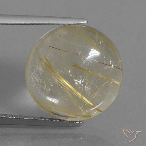 11.39ct Natural Amarillo claro Cuarzo rutilo, Redondo, Transparente