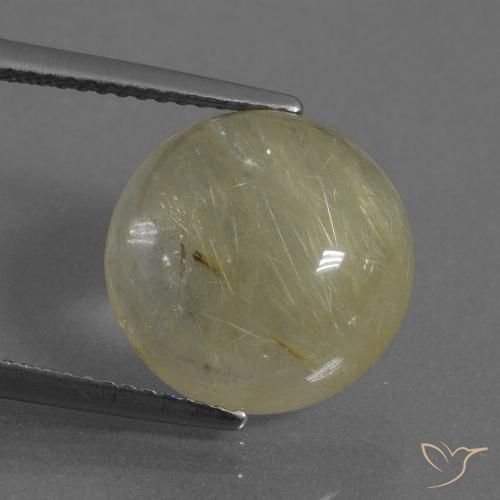 7.54ct Natural Amarillo claro Cuarzo rutilo, Redondo, Transparente