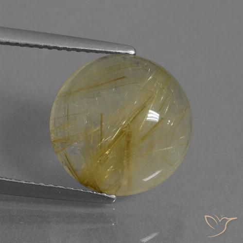 6.29ct Natural Amarillo terroso Cuarzo rutilo, Redondo, Transparente