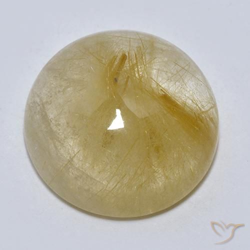 Cuarzo rutilo Amarillo terroso natural de 8.11 ct, Redondo, Transparente