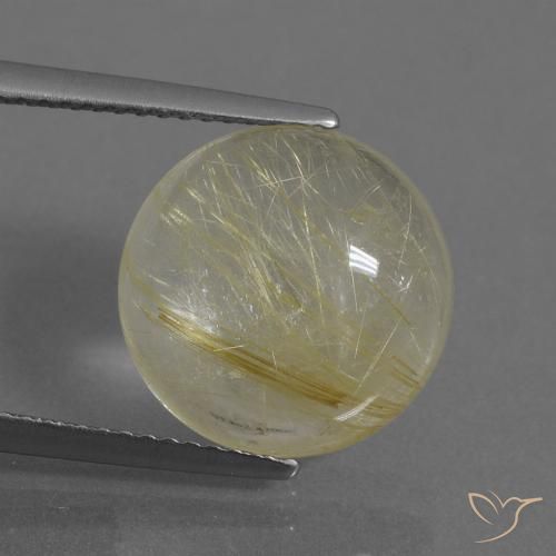 6.74ct Natural Amarillo claro Cuarzo rutilo, Redondo, Transparente