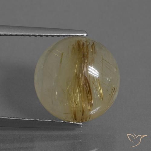7.12ct Natural Marrón-dorado muy claro Cuarzo rutilo, Redondo, Translúcido