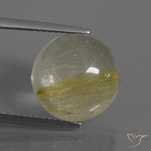 8.61ct Natural Amarillo terroso Cuarzo rutilo, Redondo, Transparente