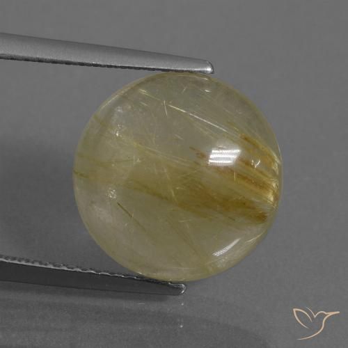 7.33ct Natural Amarillo terroso Cuarzo rutilo, Redondo, Transparente