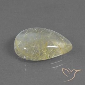 Cuarzo rutilo Amarillo banana natural de 10.33 ct, En forma de pera, Transparente