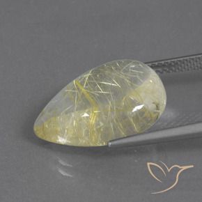 Cuarzo rutilo Amarillo banana natural de 10.33 ct, En forma de pera, Transparente
