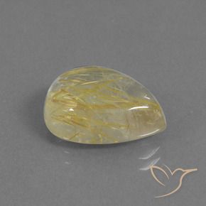 Cuarzo rutilo Amarillo terroso natural de 9.34 ct, En forma de pera, Transparente