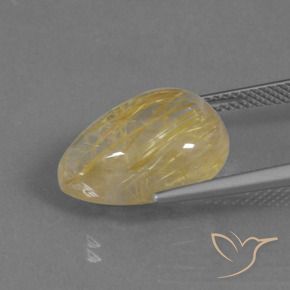 Cuarzo rutilo Amarillo terroso natural de 9.34 ct, En forma de pera, Transparente