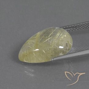 Cuarzo rutilo Amarillo banana natural de 8.27 ct, En forma de pera, Transparente