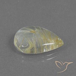 Cuarzo rutilo Amarillo terroso claro natural de 8.51 ct, En forma de pera, Transparente