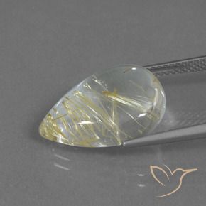 Cuarzo rutilo Amarillo terroso claro natural de 8.51 ct, En forma de pera, Transparente