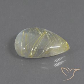 Cuarzo rutilo Amarillo terroso claro natural de 8.42 ct, En forma de pera, Transparente