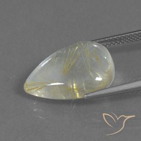 Cuarzo rutilo Amarillo terroso claro natural de 8.42 ct, En forma de pera, Transparente