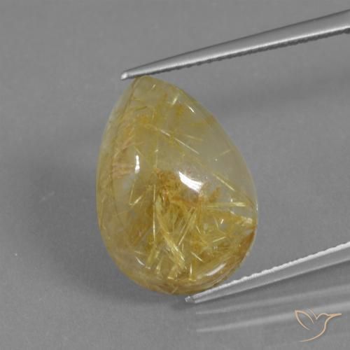 12.62ct Natural Amarillo cálido Cuarzo rutilo, En forma de pera, Translúcido