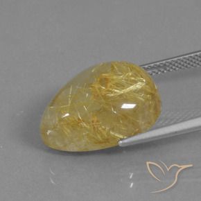 Cuarzo rutilo Amarillo cálido natural de 12.62 ct, En forma de pera, Translúcido