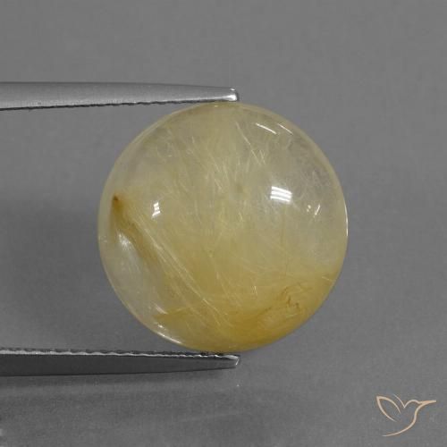 8.80ct Natural Amarillo terroso Cuarzo rutilo, Redondo, Transparente