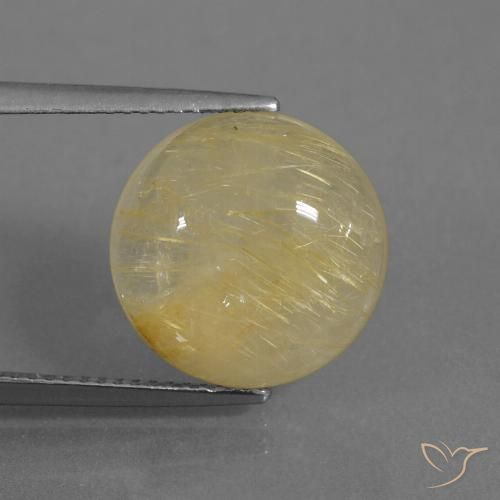 9.40ct Natural Amarillo pálido Cuarzo rutilo, Redondo, Transparente