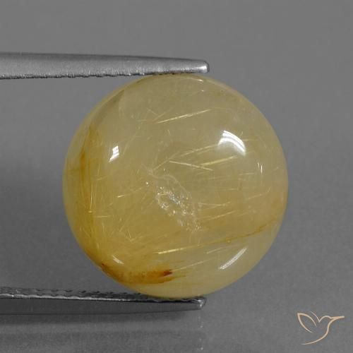 9.37ct Natural Amarillo terroso Cuarzo rutilo, Redondo, Transparente