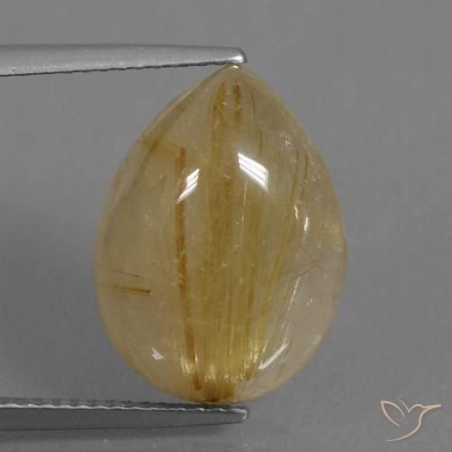 9.64ct Natural Marrón leonado claro Cuarzo rutilo, En forma de pera, Transparente