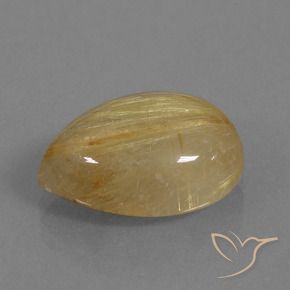 Cuarzo rutilo Marrón leonado claro natural de 9.64 ct, En forma de pera, Transparente