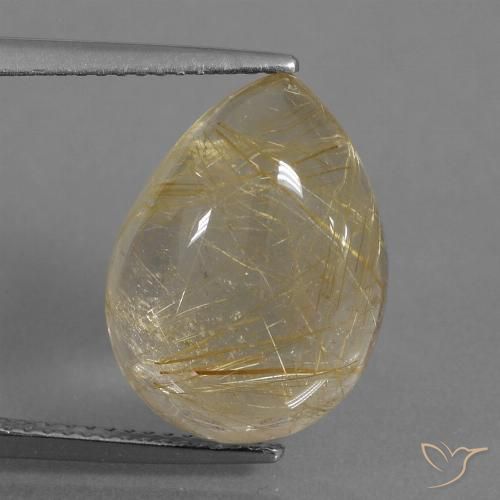 9.18ct Natural Marrón-dorado muy claro Cuarzo rutilo, En forma de pera, Transparente