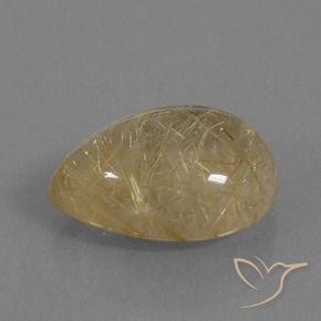 Cuarzo rutilo Marrón-dorado muy claro natural de 9.18 ct, En forma de pera, Transparente