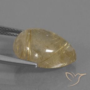 Cuarzo rutilo Marrón-dorado muy claro natural de 9.18 ct, En forma de pera, Transparente