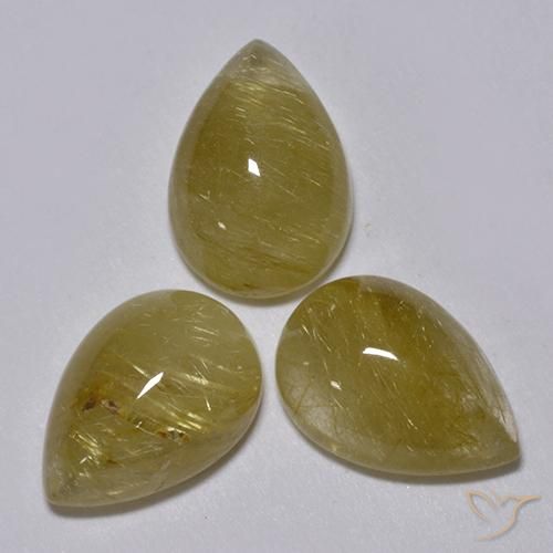 Gemas de Cuarzo rutilo Marrón-dorado muy claro natural de 6.32 ct, En forma de pera, Translúcido
