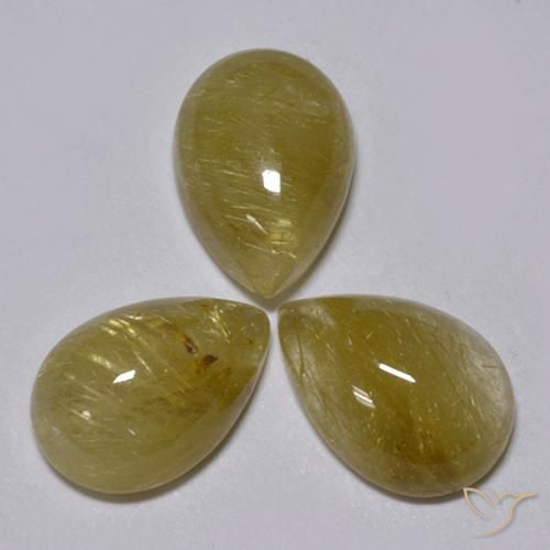 Gemas de Cuarzo rutilo Marrón-dorado muy claro natural de 6.32 ct, En forma de pera, Translúcido
