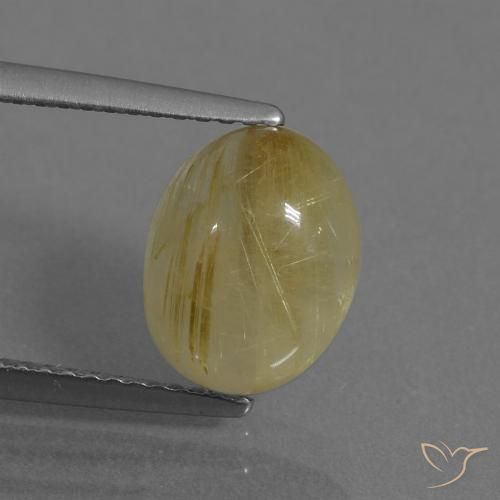 3.06ct Natural Amarillo pálido Cuarzo rutilo, Ovalada, Transparente