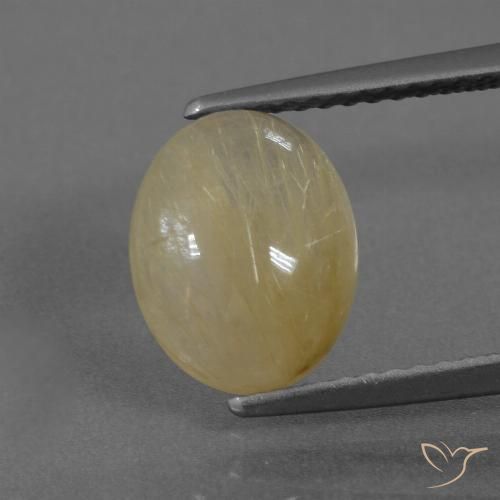 2.92ct Natural Amarillo dijón claro Cuarzo rutilo, Ovalada, Transparente